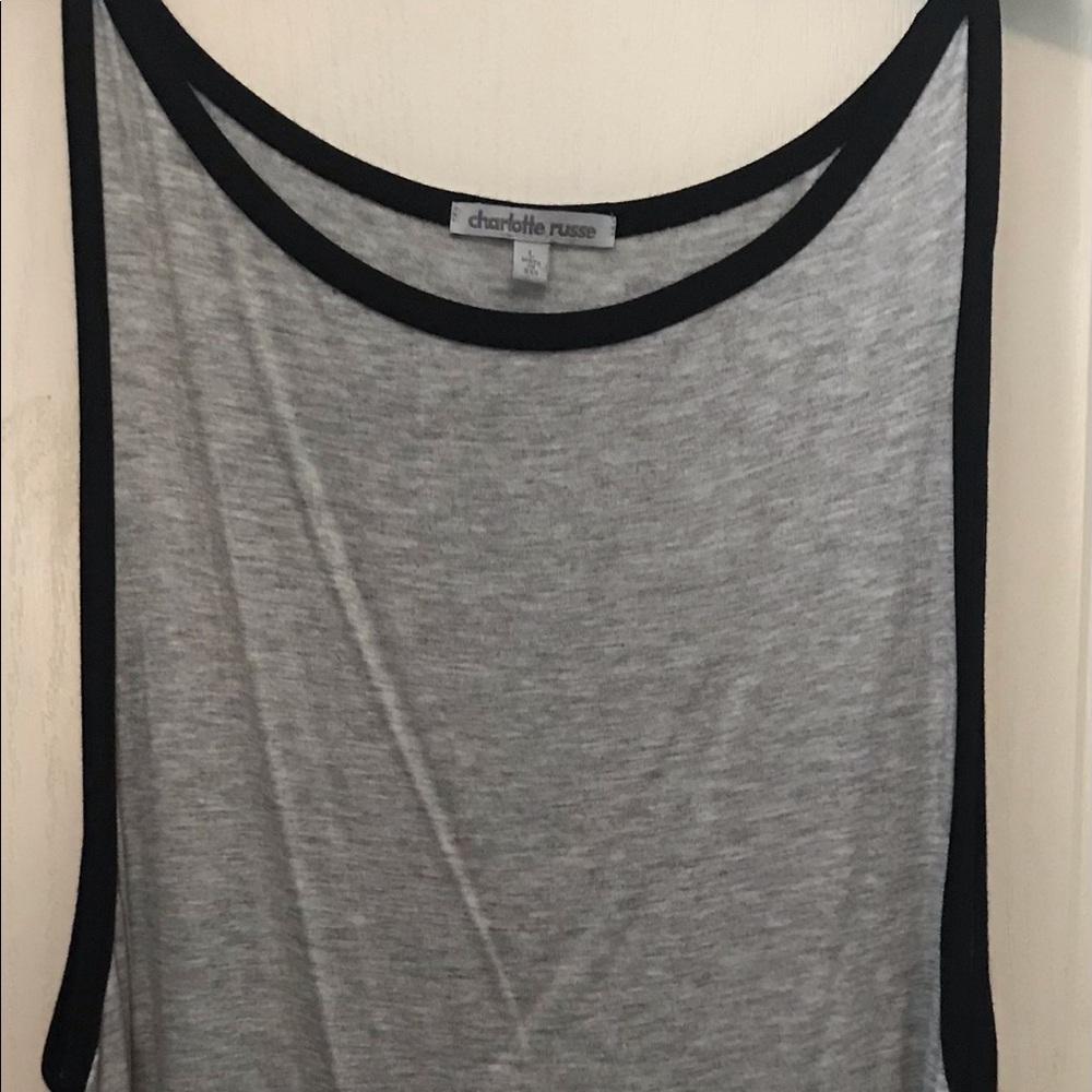 Gray and black athletic style tank top